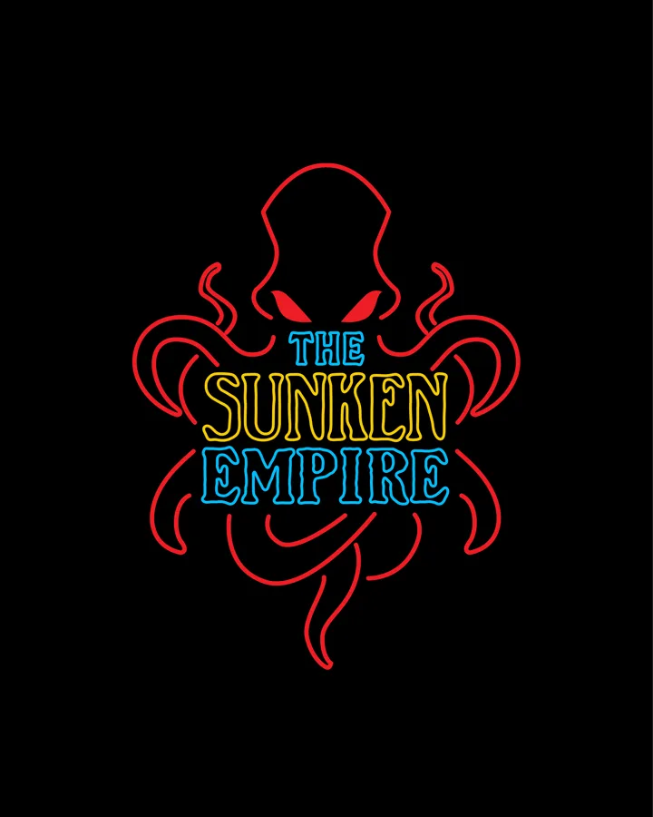 The Sunken Empire neon key visual