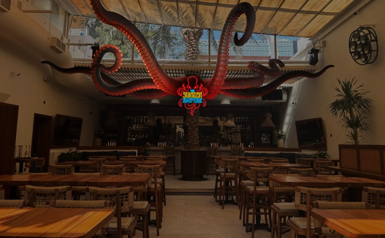 The Sunken Empire tentacle installation inside Botanica